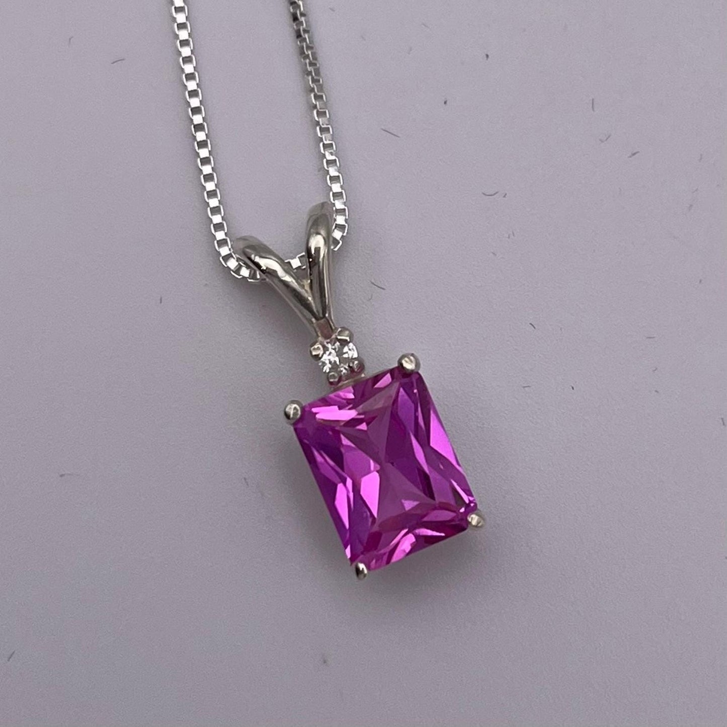 Beautiful 2.5ct Emerald Cut Pink Sapphire Necklace Trending Jewelry Gift Holiday