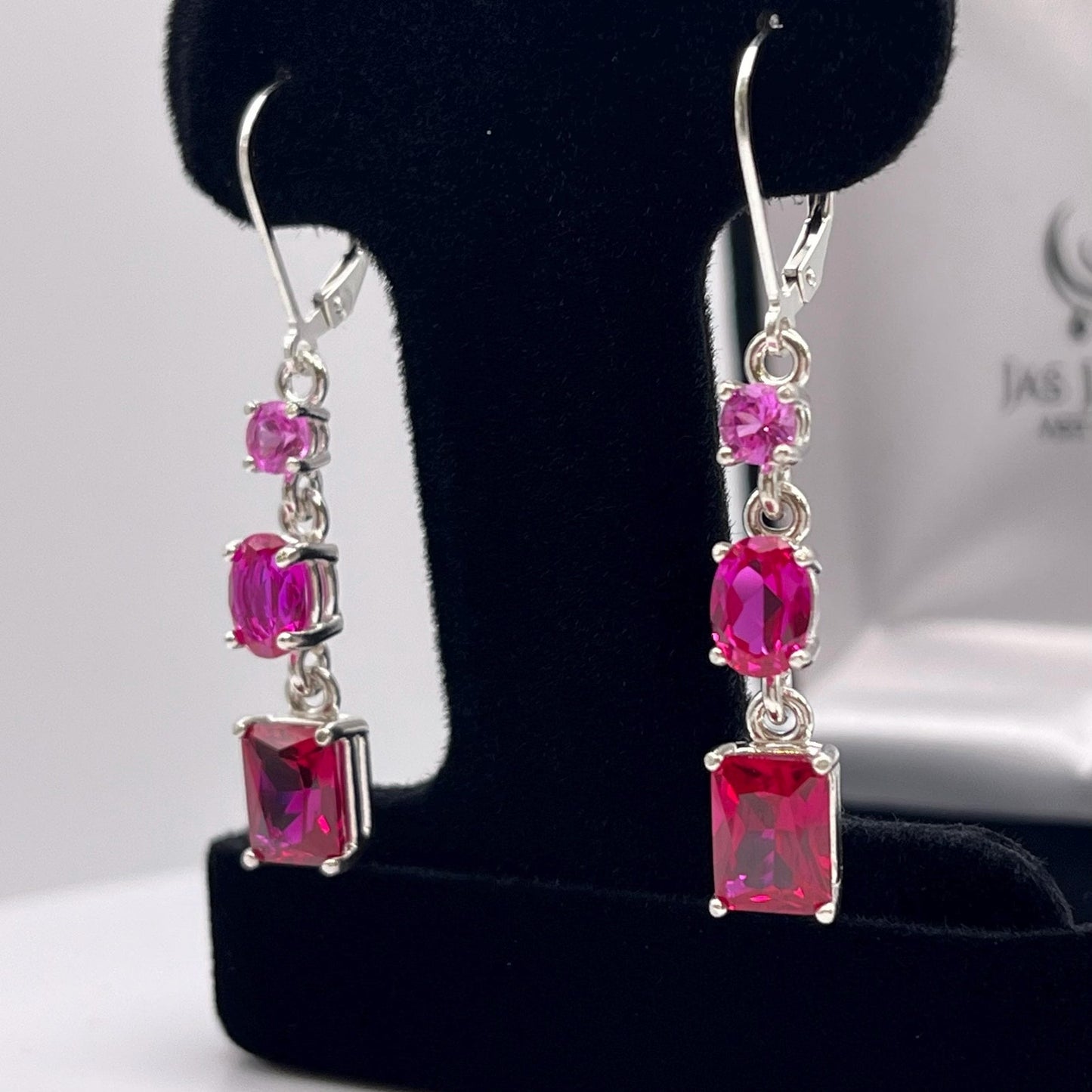 5ctw Multi Cut Pink Sapphire and Ruby Earrings Valentines Jewelry Gift