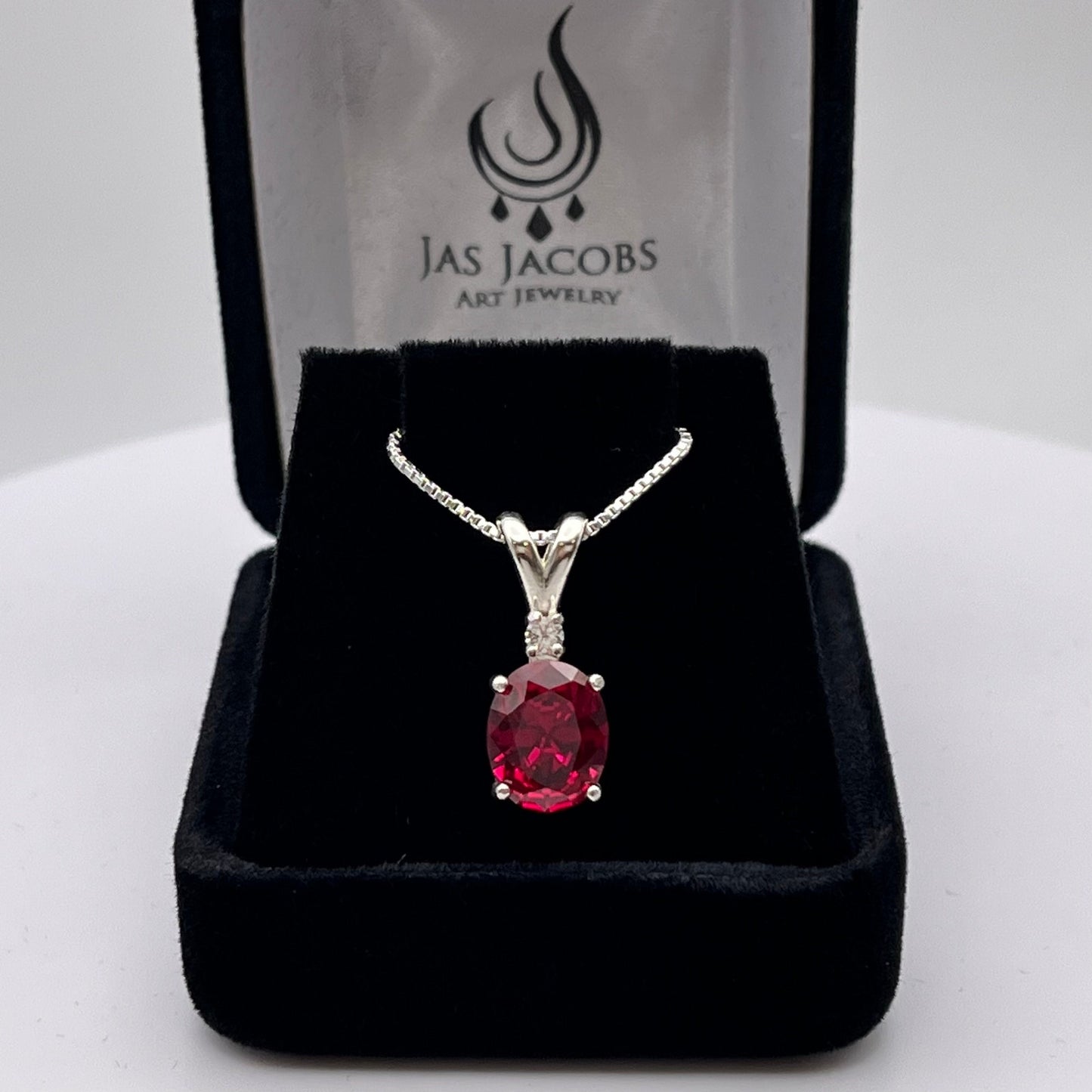 Beautiful 3ct Ruby Necklace Sterling Silver Pendant Necklace with White Sapphire Jewelry Trends Ruby Valentine Gift wife