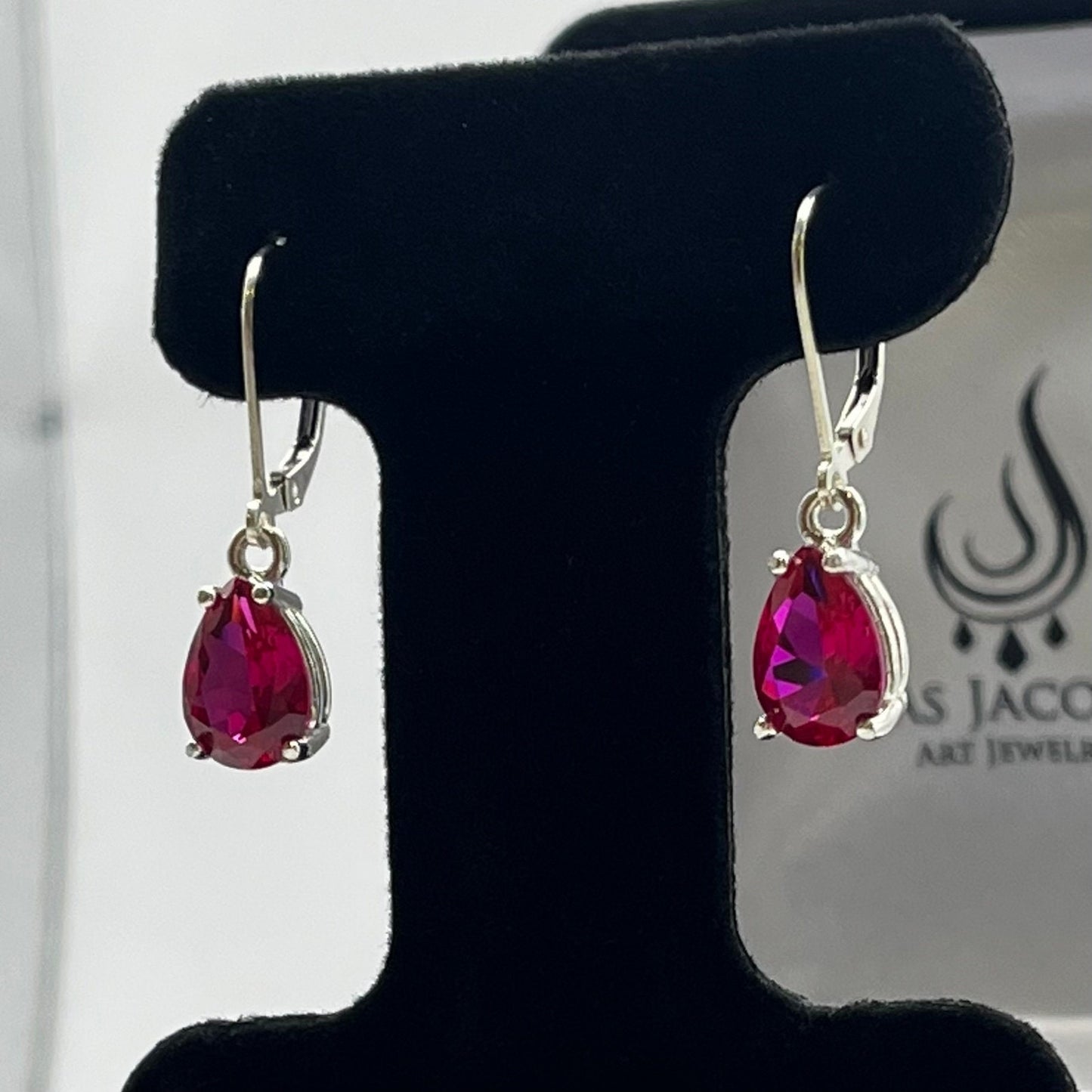 Beautiful 5ctw Pear Cut Ruby Earrings Sterling Silver Drop Dangle Leverback Fine Jewelry Trends Red Ruby Teardrop July Lady Gift