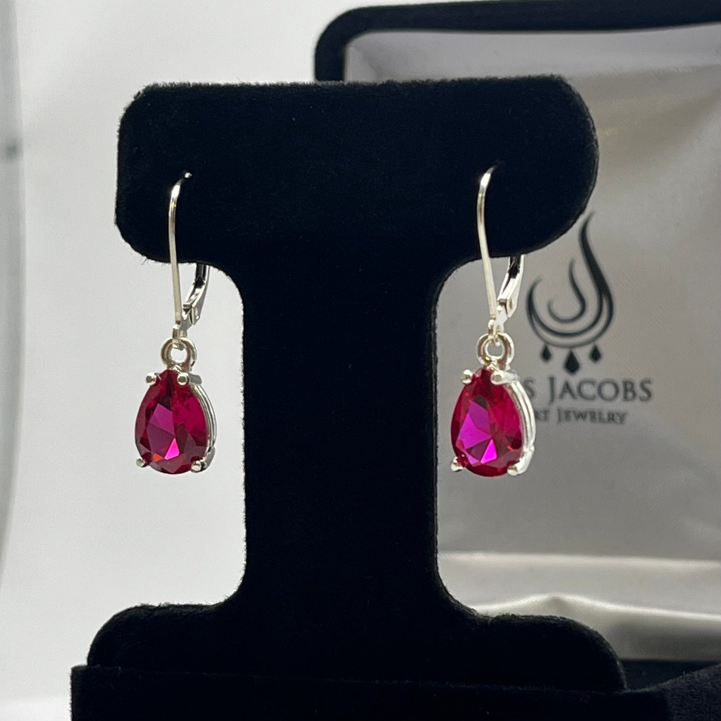 Beautiful 5ctw Pear Cut Ruby Earrings Sterling Silver Drop Dangle Leverback Fine Jewelry Trends Red Ruby Teardrop July Lady Gift