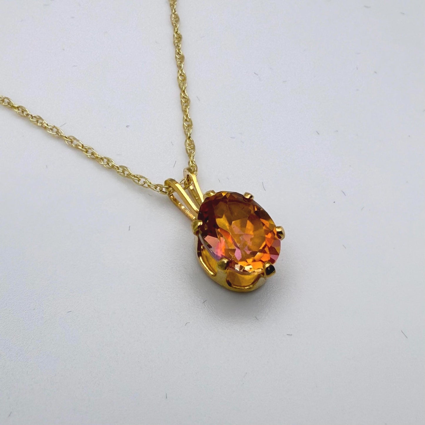 2ct Oval Sunset Topaz Necklace in 14k Yellow Gold Filled