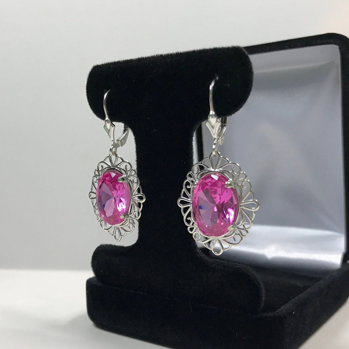 Gorgeous 12ctw Oval Cut Pink Sapphire Earrings