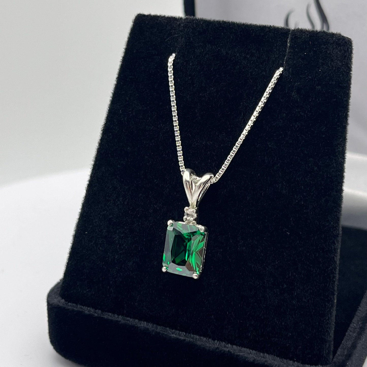 Beautiful 3ctw Emerald Cut Emerald Necklace Sterling Silver Pendant Necklace Jewelry Gift Trending Jewelry May Birthstone