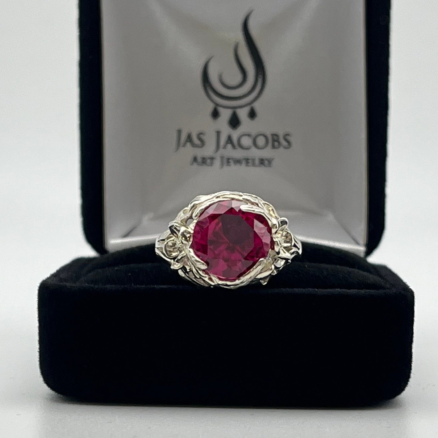 Gorgeous 4ct Lab Grown Ruby Sculptural Ring Size 7