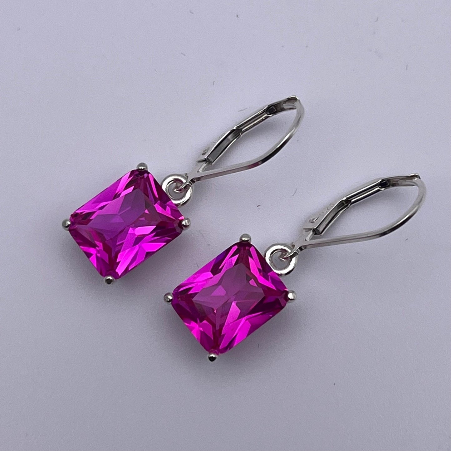 Gorgeous 8ctw Emerald Cut Pink Sapphire Earrings Jewelry Gift