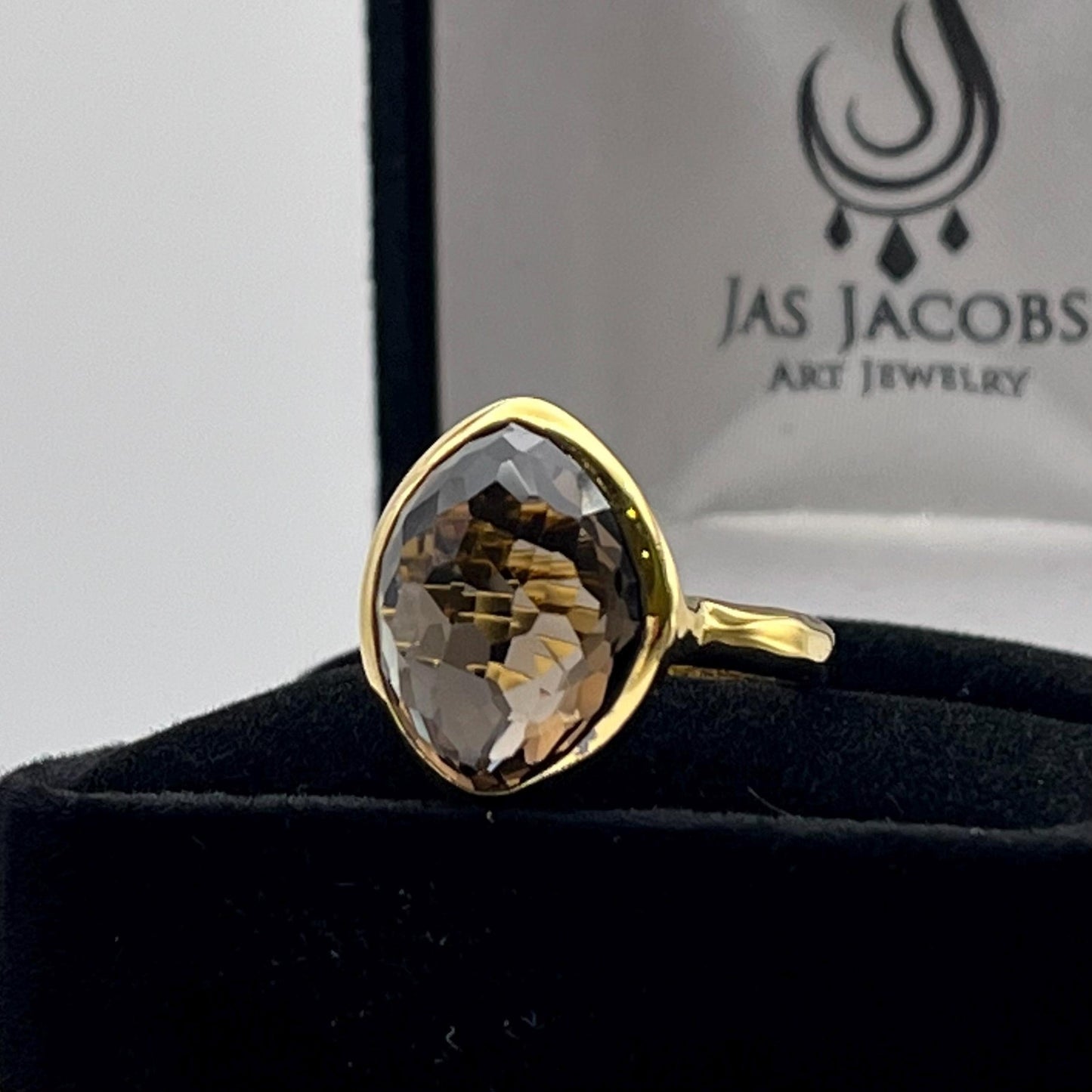 Beautiful 5ct Genuine Smoky Quartz Ring 18k Gold Vermeil Gold Smoky Quartz Ring