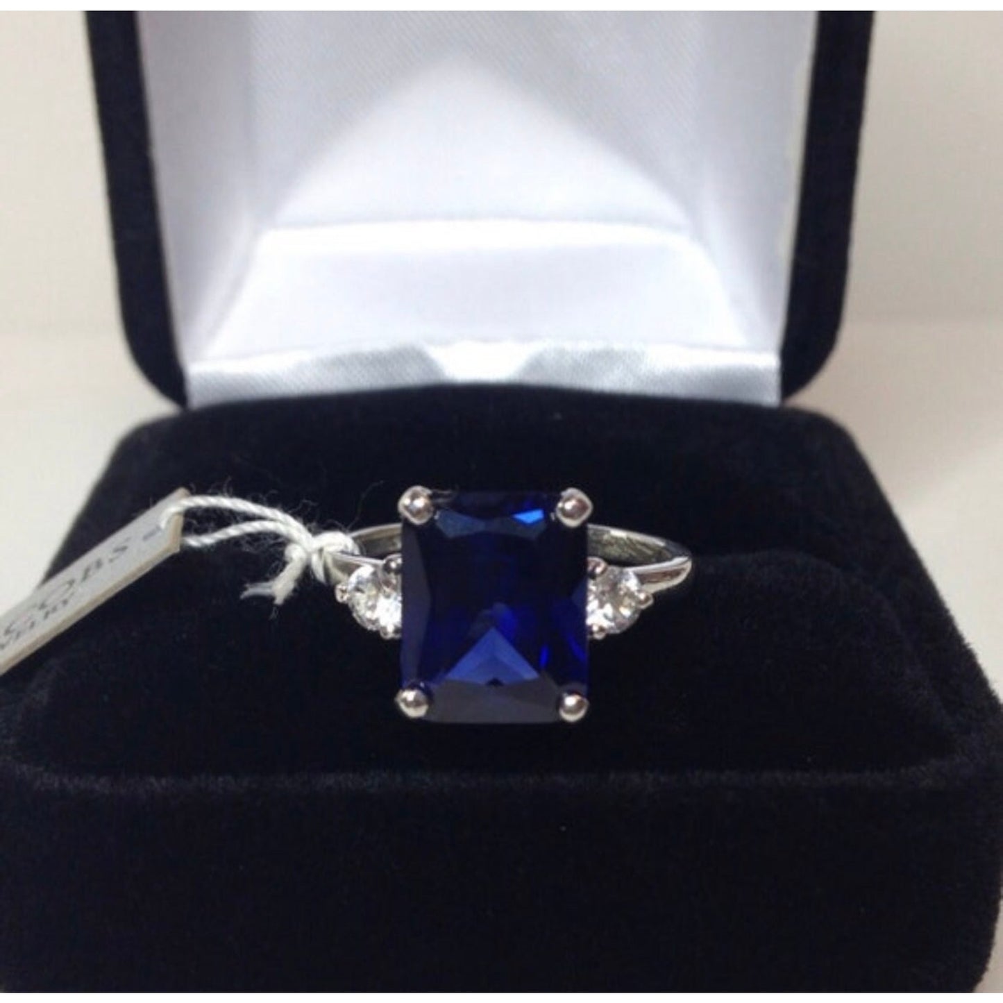 Gorgeous 7ctw Emerald Cut Sapphire Earrings & Necklace Set
