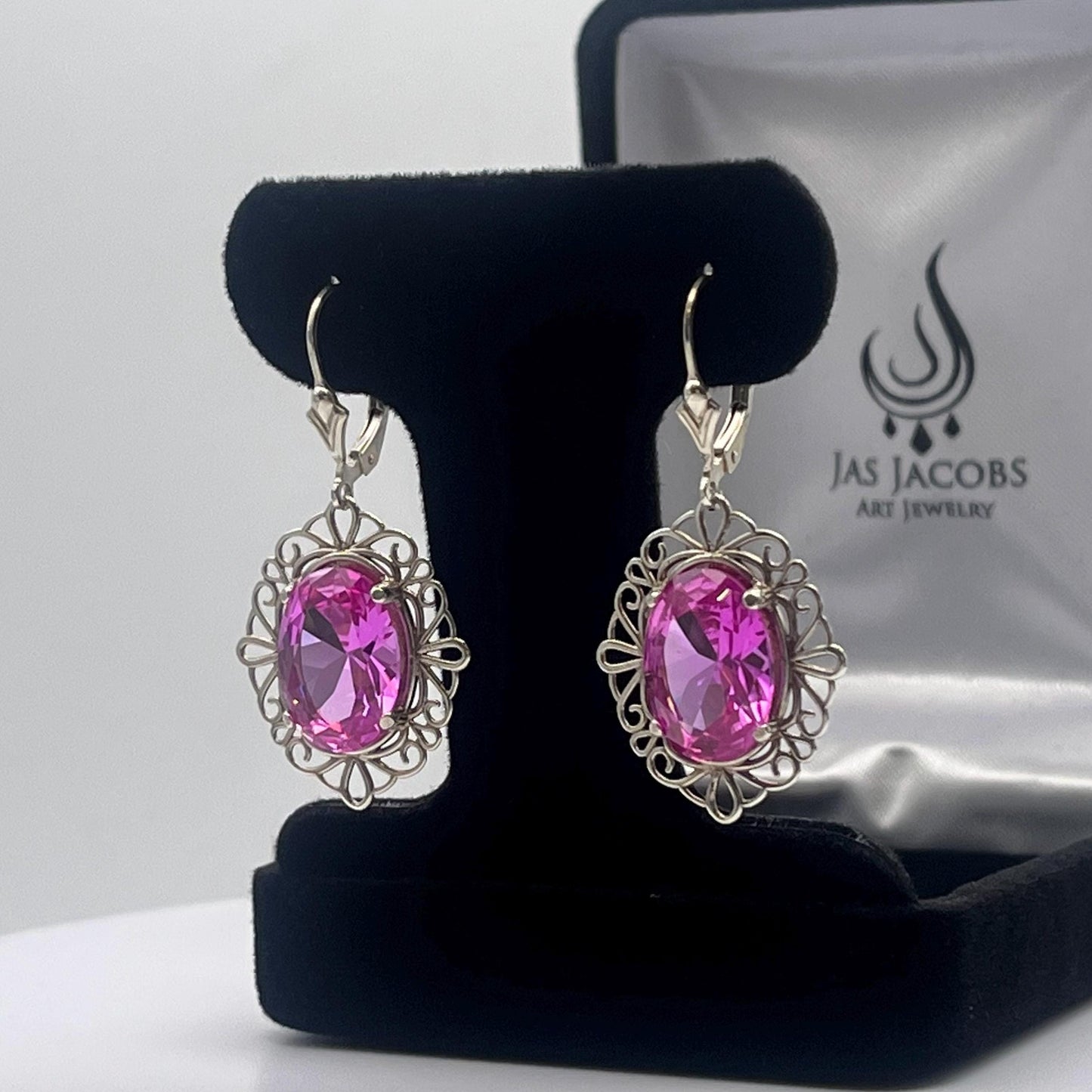 Gorgeous 12ctw Oval Cut Pink Sapphire Earrings