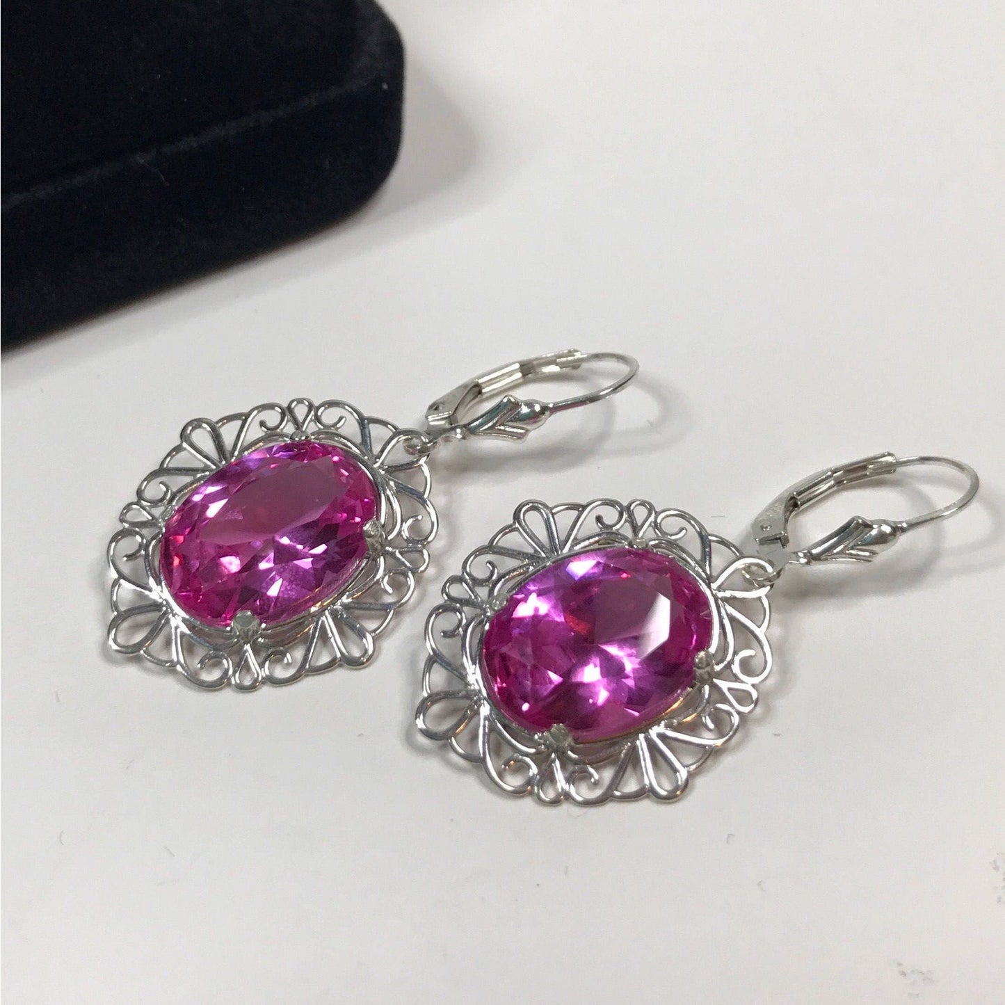 Gorgeous 12ctw Oval Cut Pink Sapphire Earrings