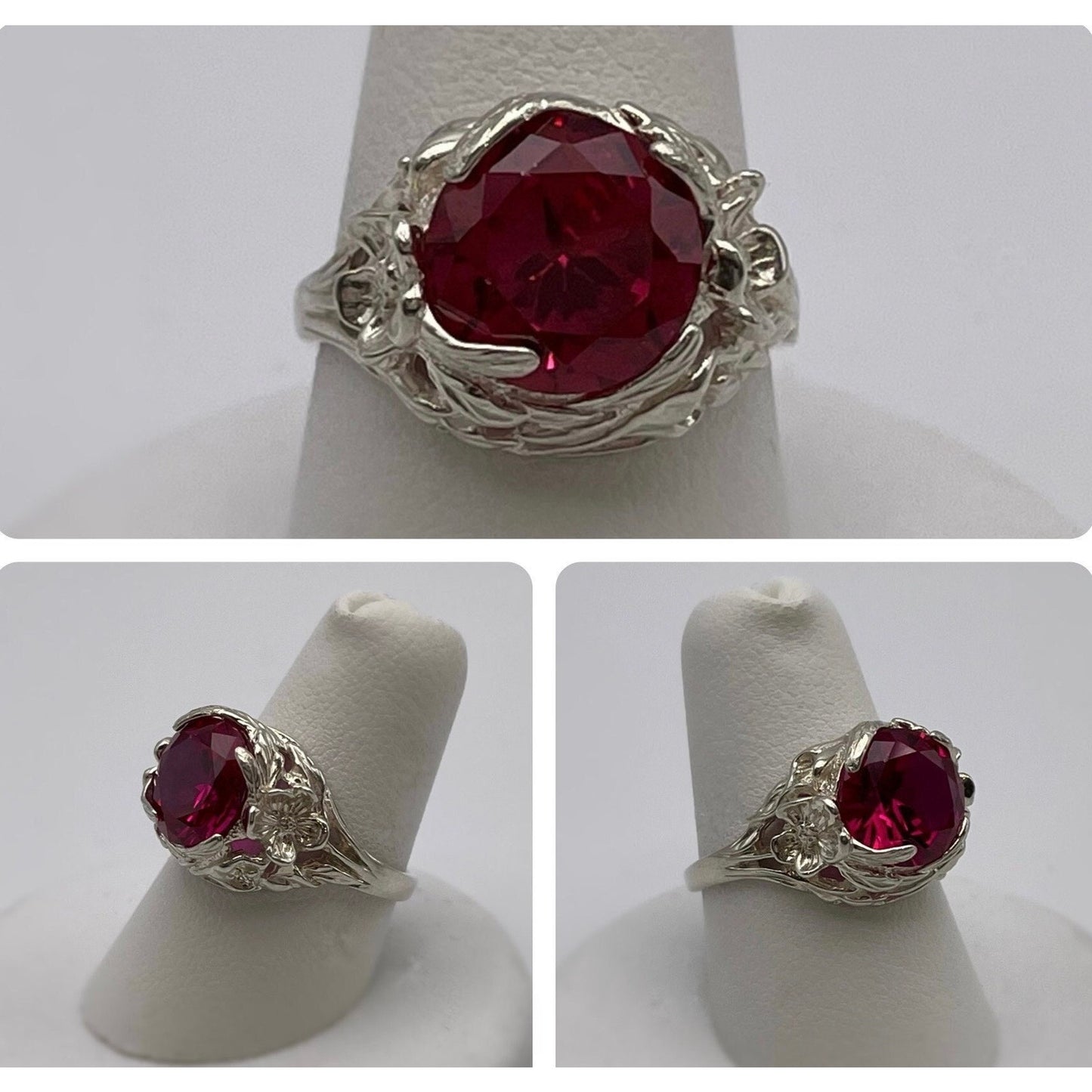 Gorgeous 4ct Lab Grown Ruby Sculptural Ring Size 7